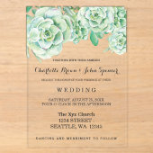 faire-part de mariage à l'aquarelle céladon succul (Recto)