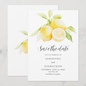 Faire-part de mariage à l'aquarelle Citron (Devant / Derrière)