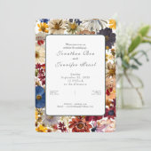 Faire-part de mariage à l'aquarelle de fleurs sauv (Debout devant)