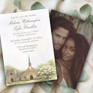 Faire-part de mariage à l'aquarelle de la chapelle