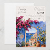 Faire-part de mariage à l'aquarelle de la Côte d'A (Devant / Derrière)