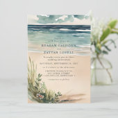 Faire-part de mariage à l'aquarelle de la plage oc (Debout devant)