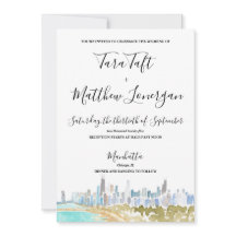 Faire-part de mariage à l'aquarelle de l'horizon d