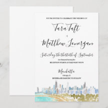 Faire-part de mariage à l'aquarelle de l'horizon d