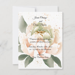 Faire-part de mariage à l'aquarelle de pivoine