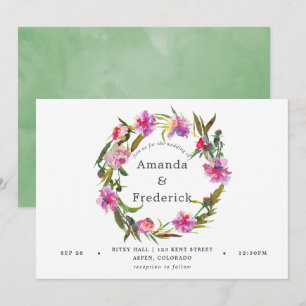 Faire-part de mariage à l'aquarelle de pivoines ro