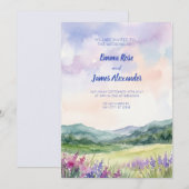 Faire-part de mariage à l'aquarelle de prairie de (Devant / Derrière)