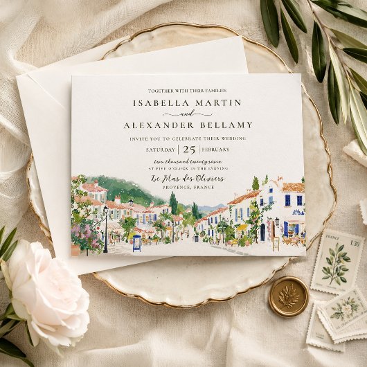 Faire-part de mariage à l'aquarelle de Provence