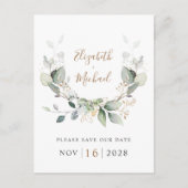 Faire-part de mariage à l'aquarelle de verdure d'e (Devant)