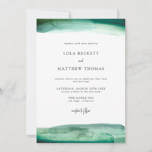 Faire-part de mariage à l'aquarelle émeraude moder