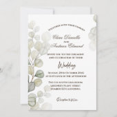 Faire-part de mariage à l'aquarelle Eucalyptus (Devant)