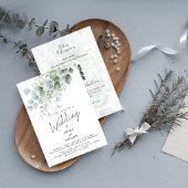 Faire-part de mariage à l'aquarelle Eucalyptus mod