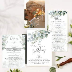 Faire-part de mariage à l'aquarelle Eucalyptus mod