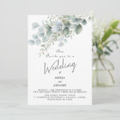 Faire-part de mariage à l'aquarelle Eucalyptus mod (Debout devant)