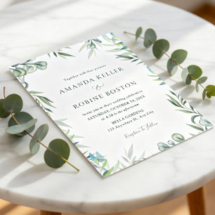 Faire-part de mariage à l'aquarelle Eucalyptus Ver