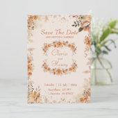 Faire-part de mariage à l'aquarelle Fleur marron s (Debout devant)