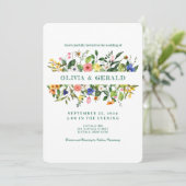Faire-part de mariage à l'aquarelle Fleurs sauvage (Debout devant)