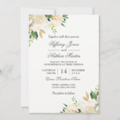 Faire-part de mariage à l'aquarelle florale dorée (Devant)