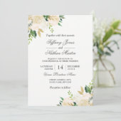 Faire-part de mariage à l'aquarelle florale dorée (Debout devant)