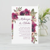 Faire-part de mariage à l'aquarelle florale Marron (Debout devant)