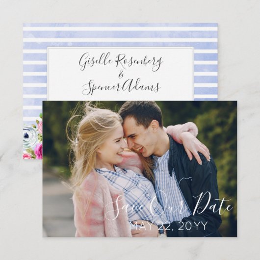 Faire-Part de Mariage à l'Aquarelle Florale Modern (Devant / Derrière)