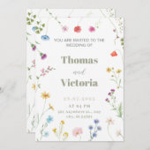 Faire-part de mariage à l'aquarelle florale petite (Devant / Derrière)