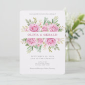 Faire-part de mariage à l'aquarelle florale rose (Debout devant)