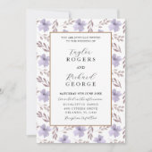 Faire-part de mariage à l'aquarelle florale violet (Devant)