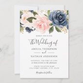 Faire-part de mariage à l'aquarelle Florals Peach (Devant)