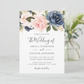 Faire-part de mariage à l'aquarelle Florals Peach (Debout devant)
