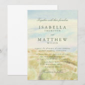 Faire-part de mariage à l'aquarelle Herbe Dorée (Devant / Derrière)