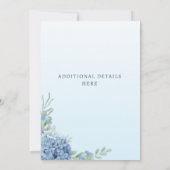 Faire-part de mariage à l'aquarelle Hydrangea Bleu (Dos)
