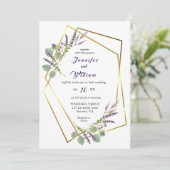 Faire-part de mariage à l'aquarelle lavande et euc (Debout devant)