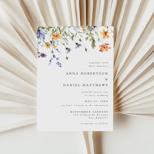 Faire-part de mariage à l'aquarelle minimale de fl