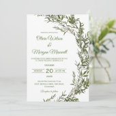 Faire-part de mariage à l'aquarelle moderne de ver (Debout devant)