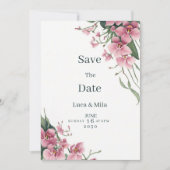 Faire-part de mariage à l'aquarelle orchidée rose (Devant)