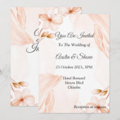 Faire-part de mariage à l'aquarelle rose (Devant / Derrière)