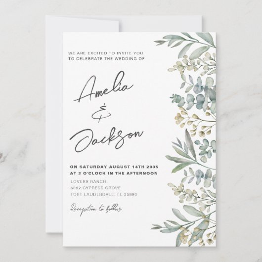 Faire-part de mariage à l'aquarelle rustique d'euc (Devant)