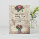Faire-part de mariage à l'aquarelle rustique rose  (Debout devant)