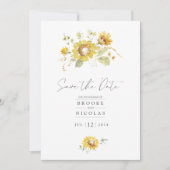 Faire-part de mariage à l'aquarelle Tournesol Jaun (Devant)