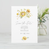 Faire-part de mariage à l'aquarelle Tournesol Jaun (Debout devant)