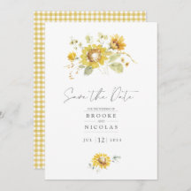 Faire-part de mariage à l'aquarelle Tournesol Jaun