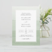 Faire-part de mariage à l'aquarelle Vert Sauge Mod (Debout devant)