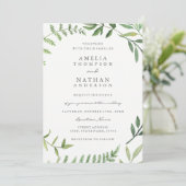 Faire-part de mariage à l'aquarelle verte feuille (Debout devant)