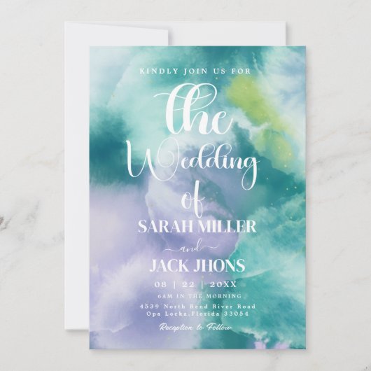 Faire-part de mariage à l'aquarelle vibrant (Devant)