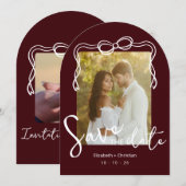 Faire-part de mariage à l'arc Burgundy profond cap (Devant / Derrière)