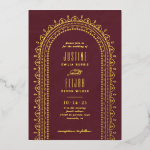 Faire-part de mariage à l'arch orné - Marron