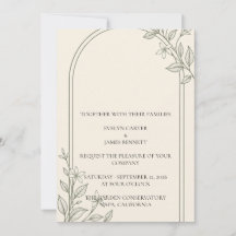 Faire-part de mariage à l'arche botanique olive mi