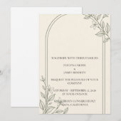 Faire-part de mariage à l'arche botanique olive mi (Devant / Derrière)