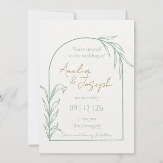 Faire-part de mariage à l'arche botanique vert sau